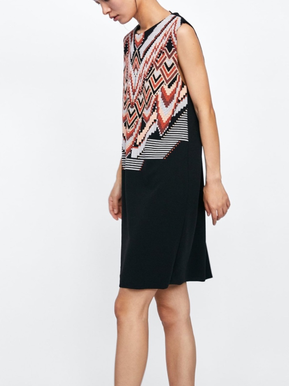 Zara Aztec Print Stretch Knit Sheath Dress M